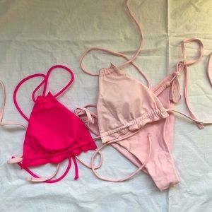 Two piece bikini set with tie side bottoms